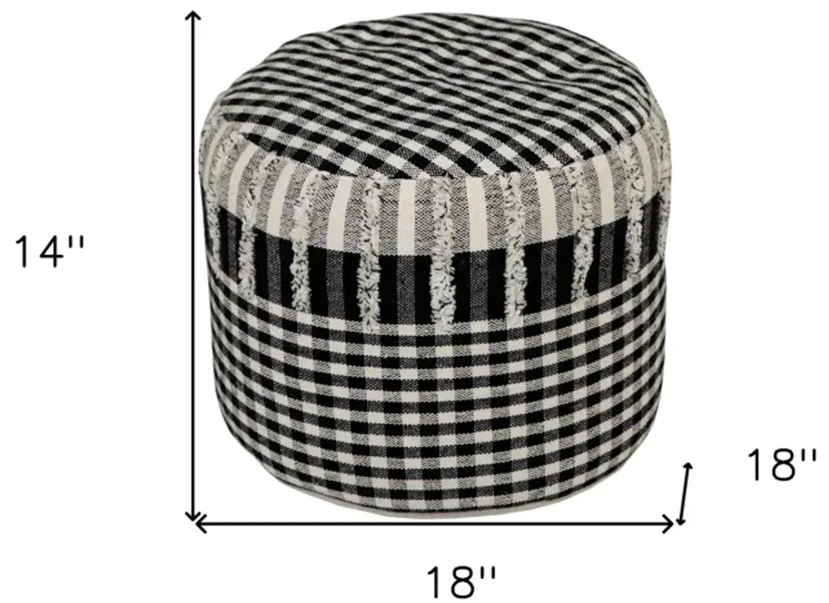 Cotton Round Ottoman - Black