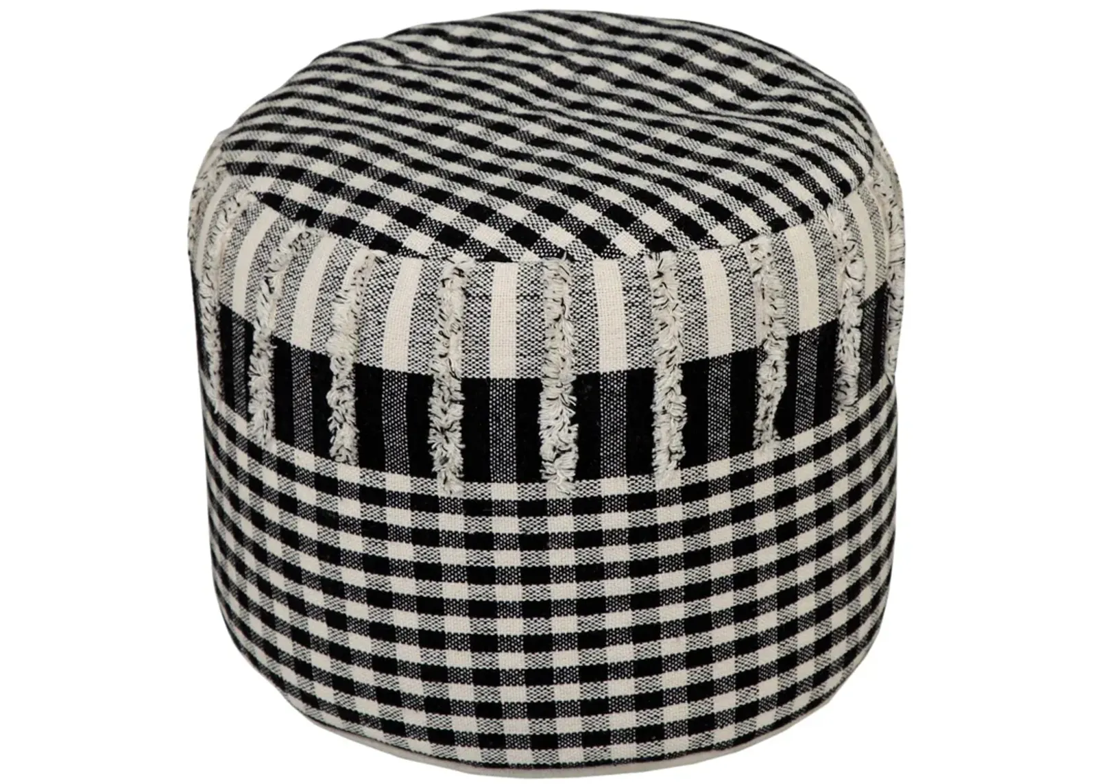 Cotton Round Ottoman - Black