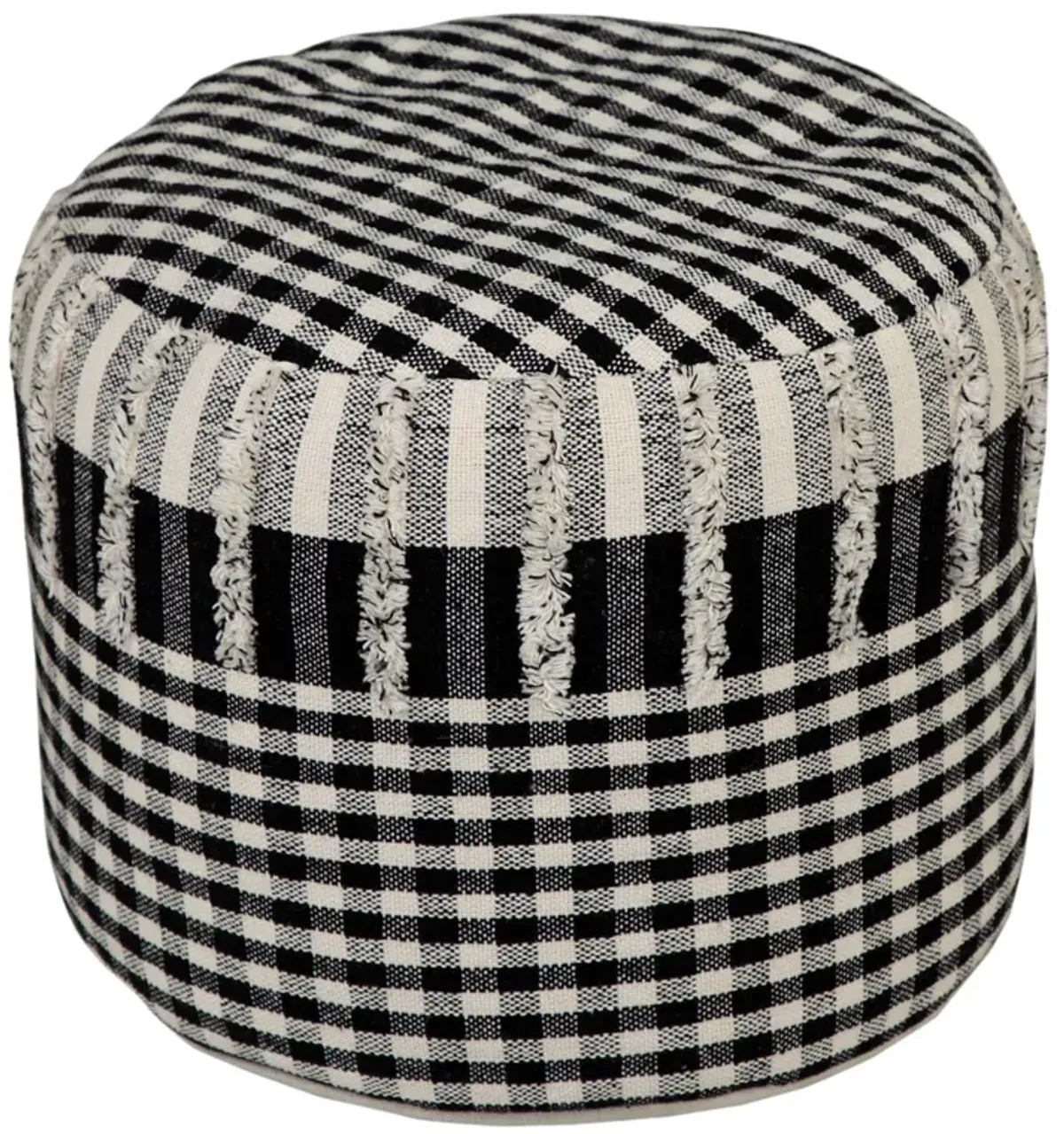 Cotton Round Ottoman - Black