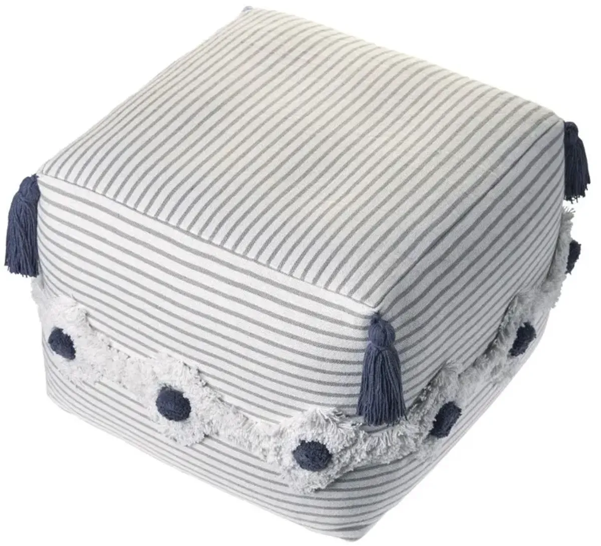 Cotton Square Ottoman - Gray