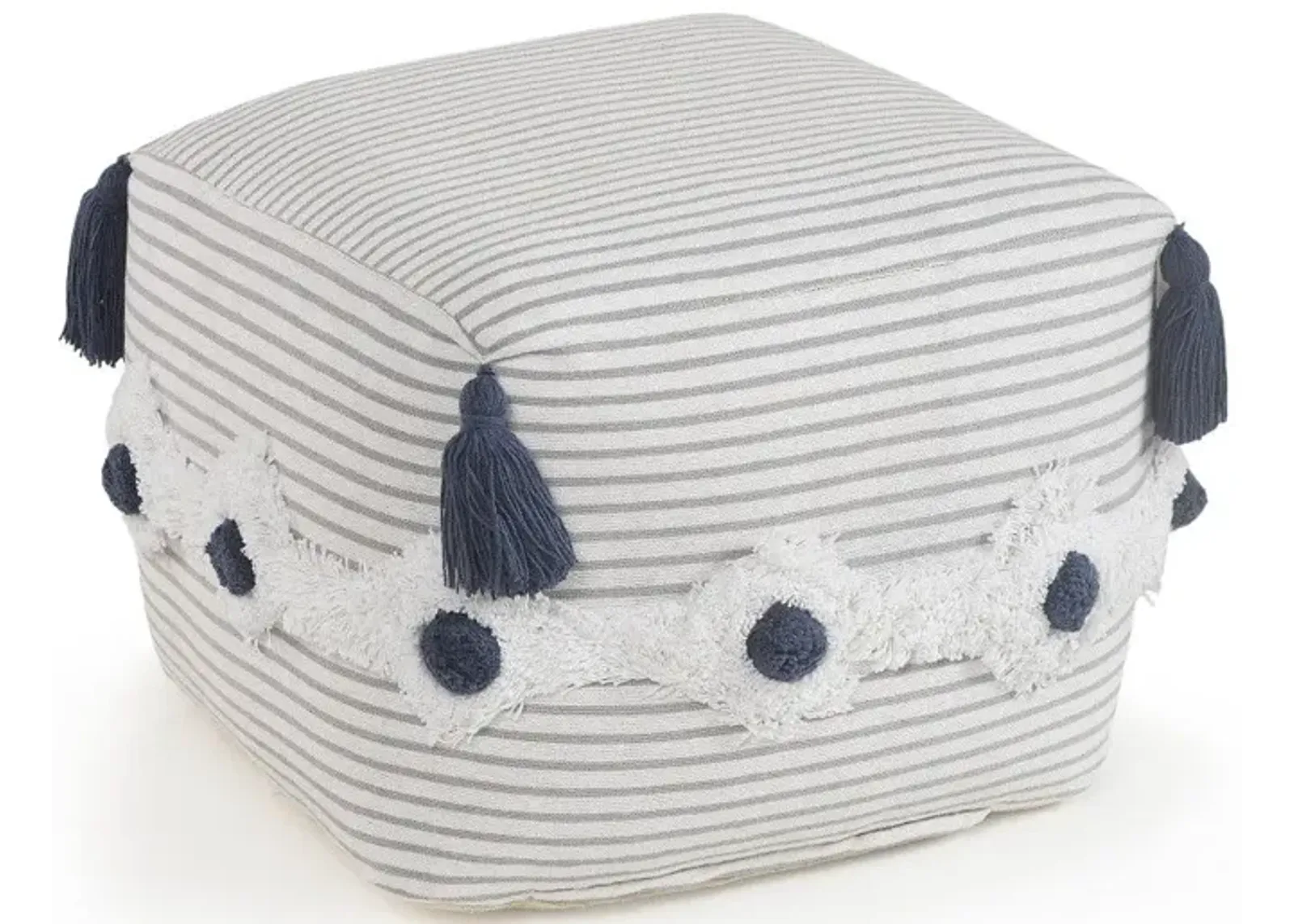 Cotton Square Ottoman - Gray