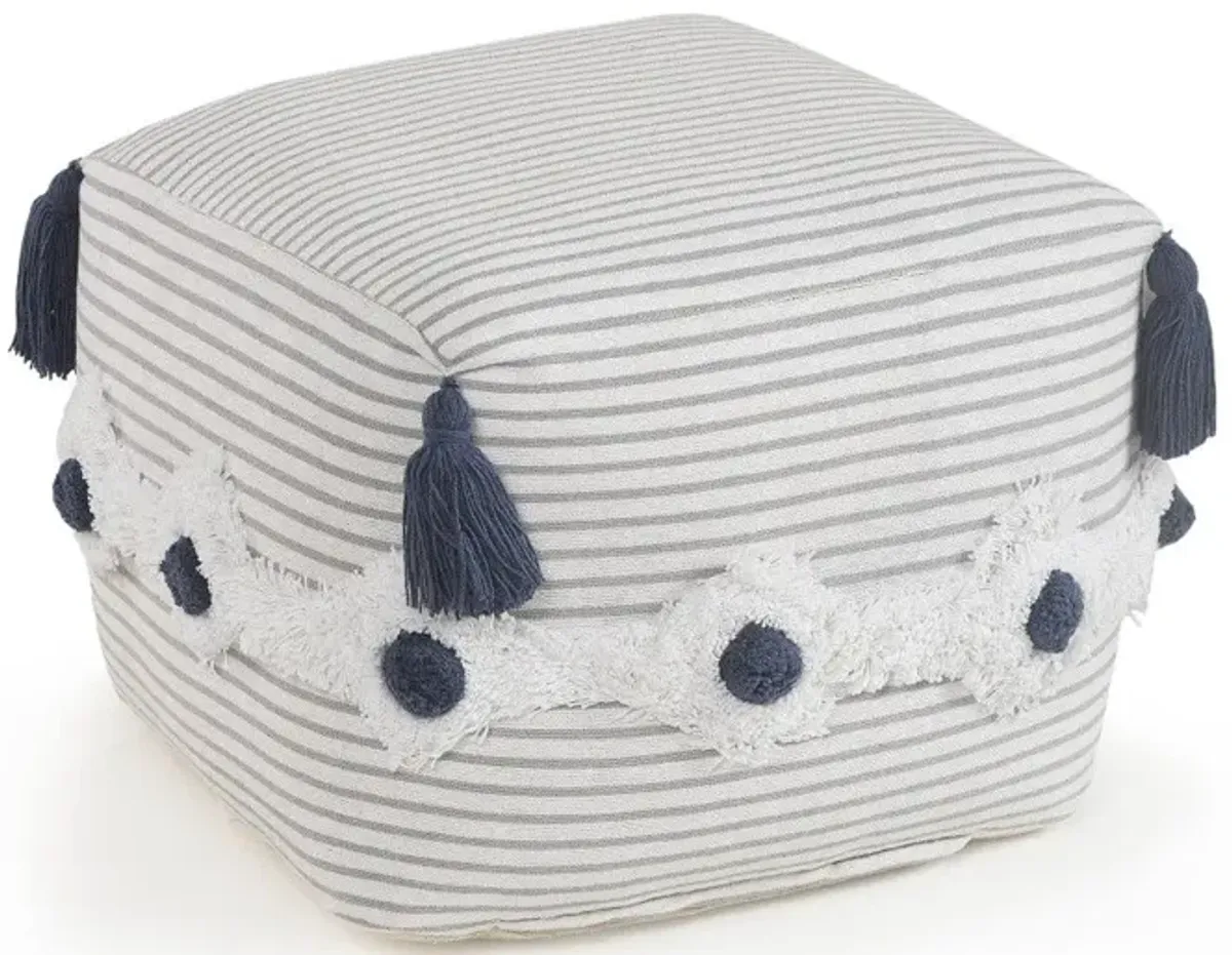 Cotton Square Ottoman - Gray