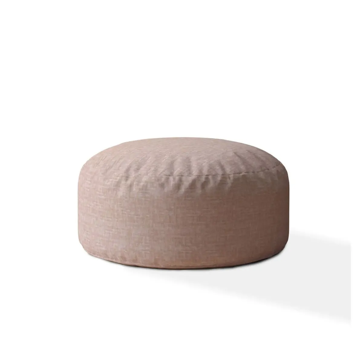 Cotton Round Pouf Ottoman - Pink