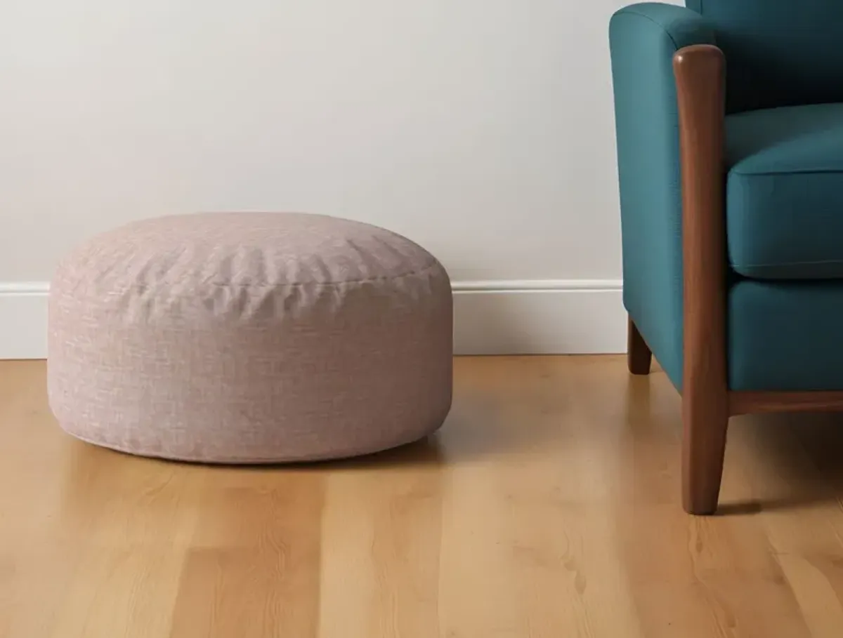 Cotton Round Pouf Ottoman - Pink