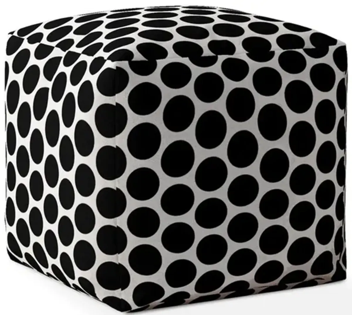 Cotton Polka Dots Pouf Ottoman - Black / White