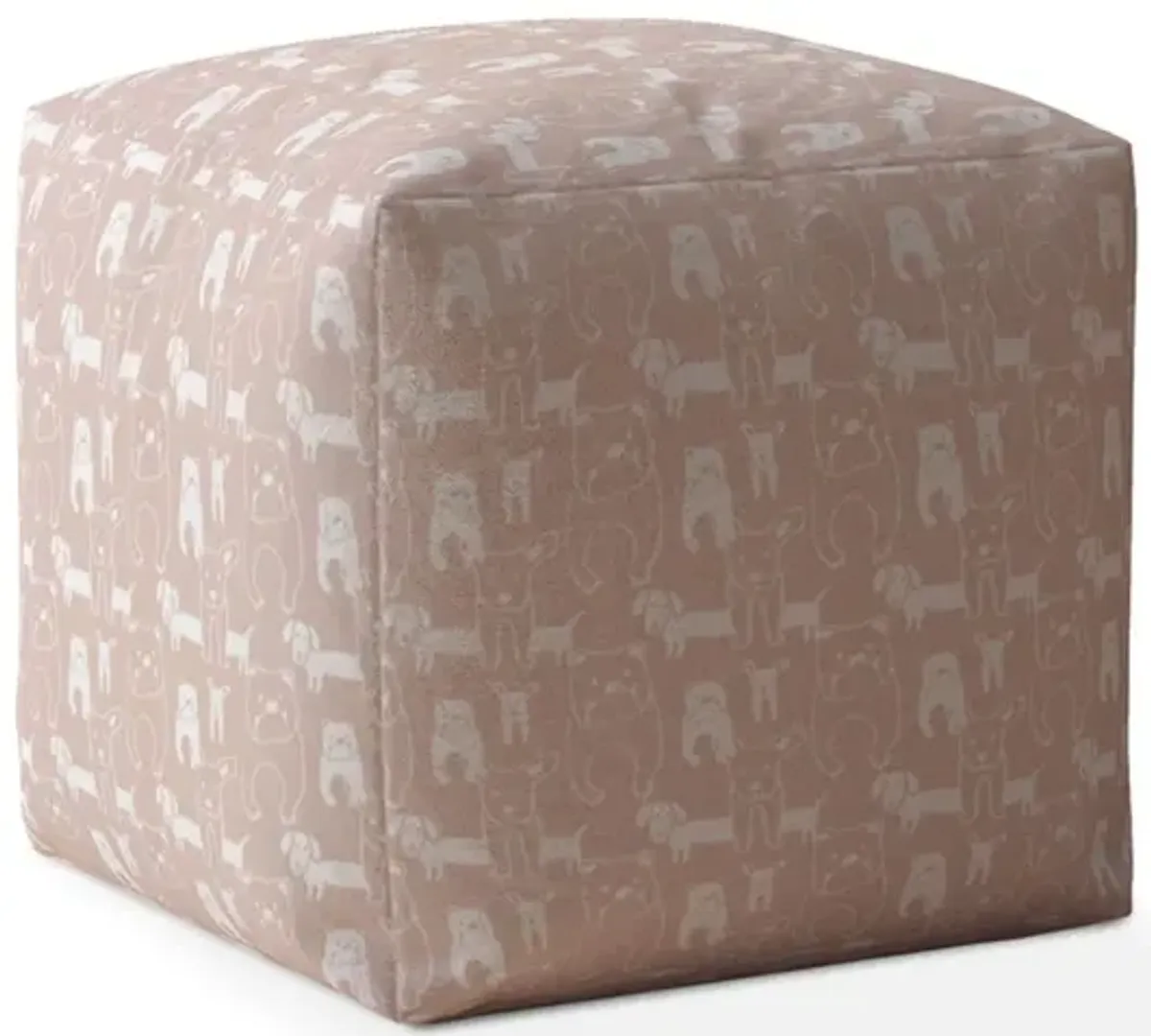 Cotton Animal Print Pouf Ottoman - Pink