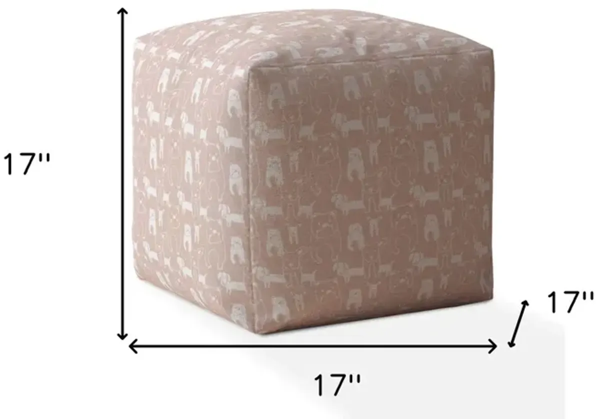 Cotton Animal Print Pouf Ottoman - Pink