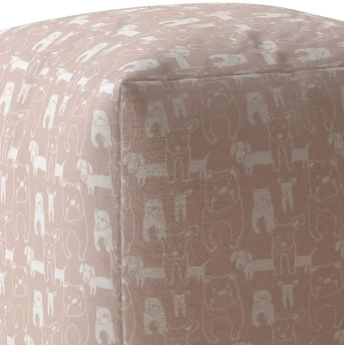 Cotton Animal Print Pouf Ottoman - Pink