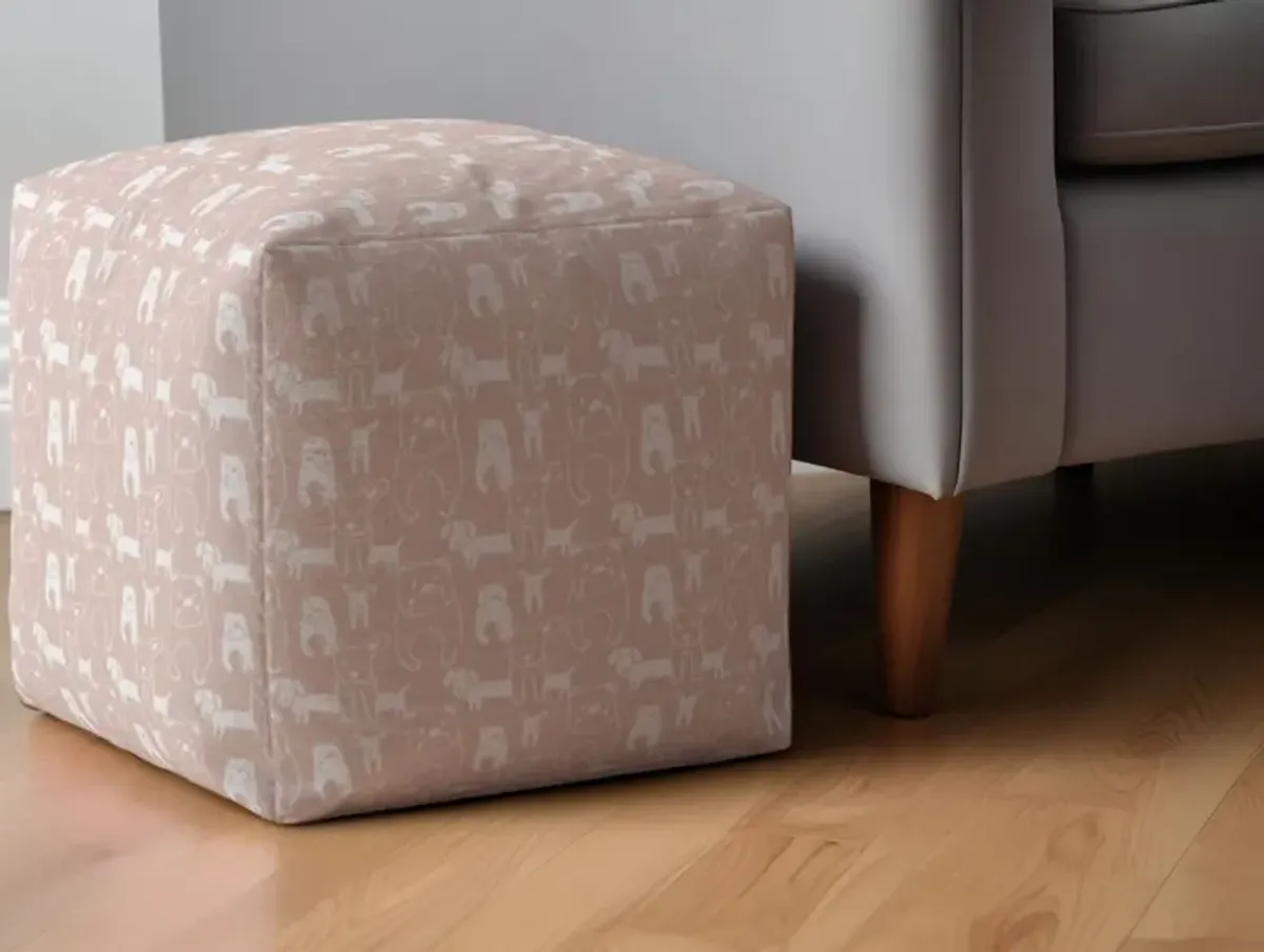 Cotton Animal Print Pouf Ottoman - Pink