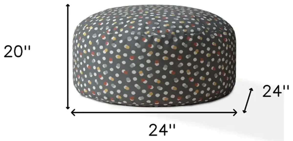 Cotton Round Floral Pouf Ottoman - Blue