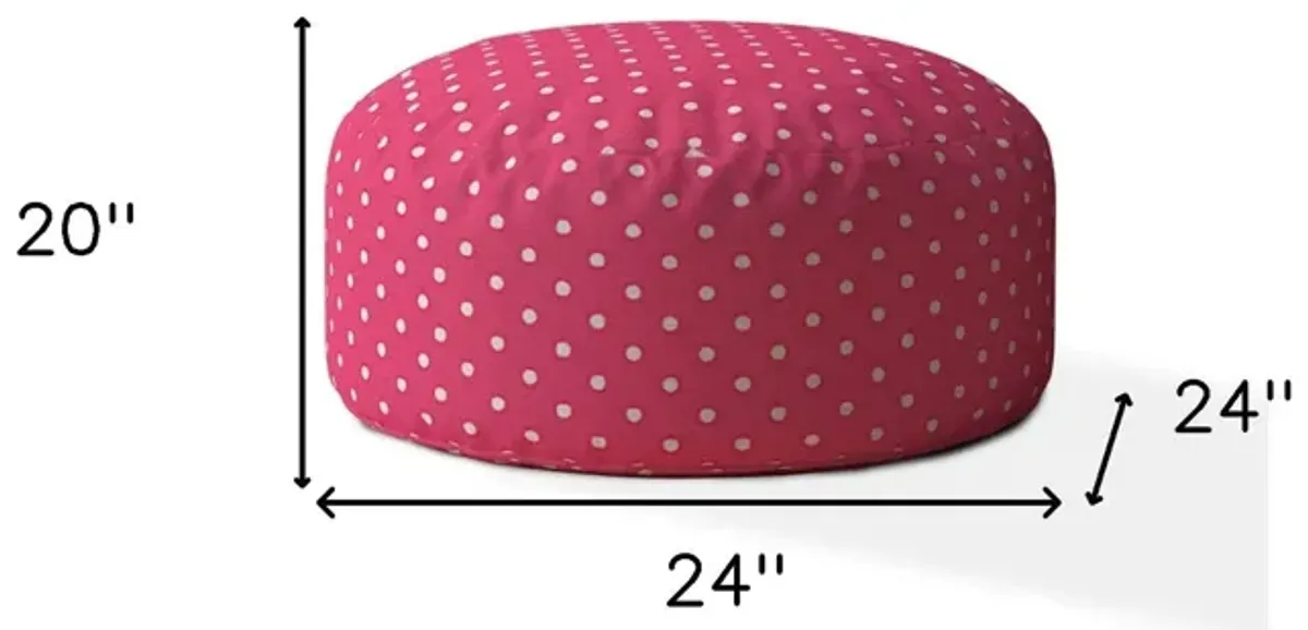 Cotton Round Polka Dots Pouf Ottoman - Pink