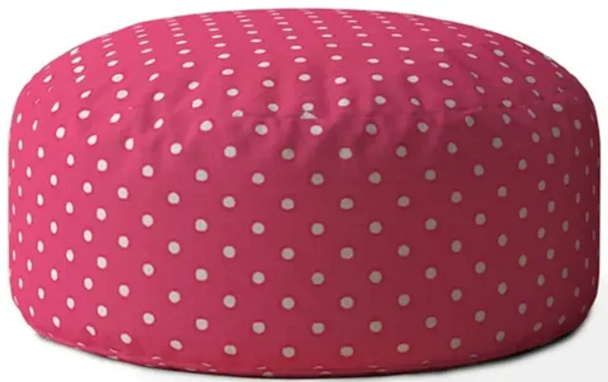 Cotton Round Polka Dots Pouf Ottoman - Pink