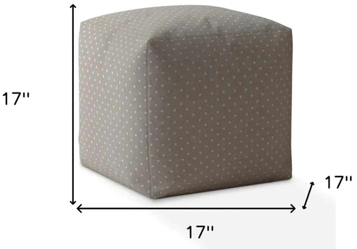 Cotton Polka Dots Pouf Ottoman - Gray