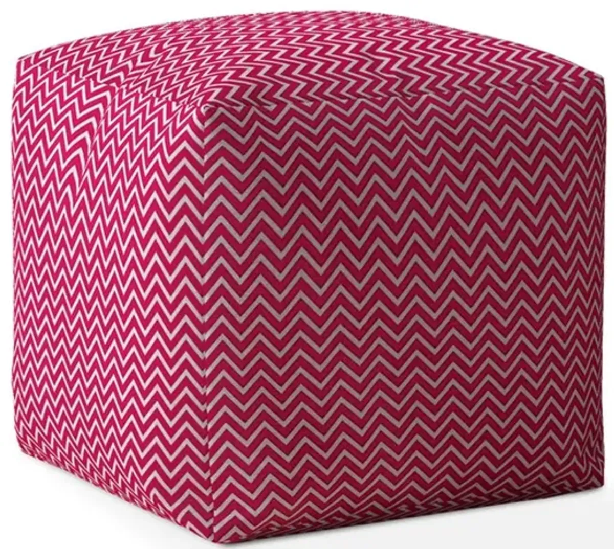 Cotton Chevron Pouf Ottoman - Pink