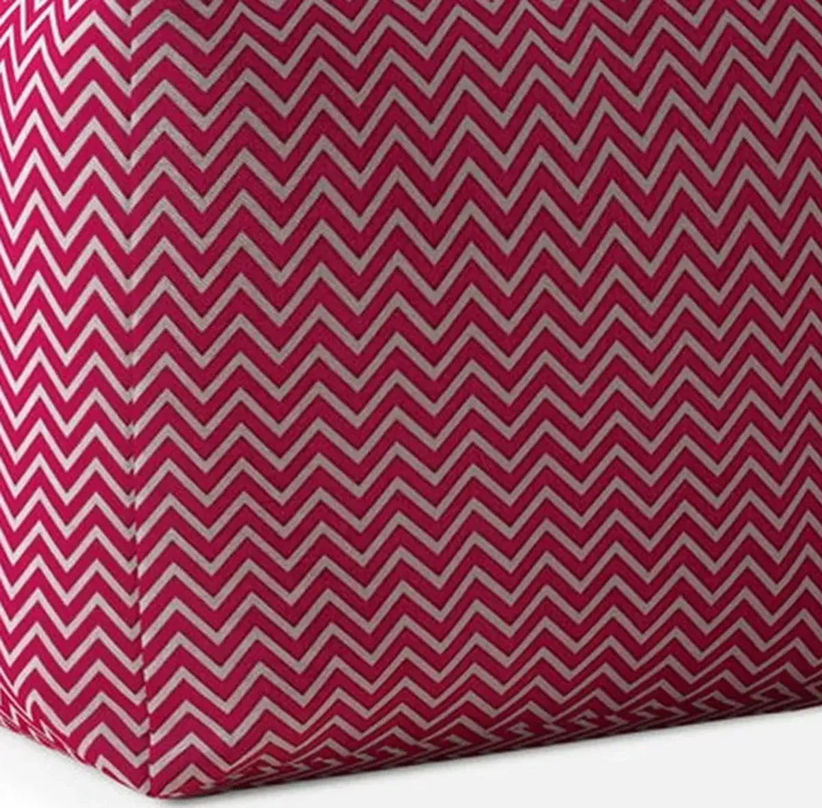 Cotton Chevron Pouf Ottoman - Pink