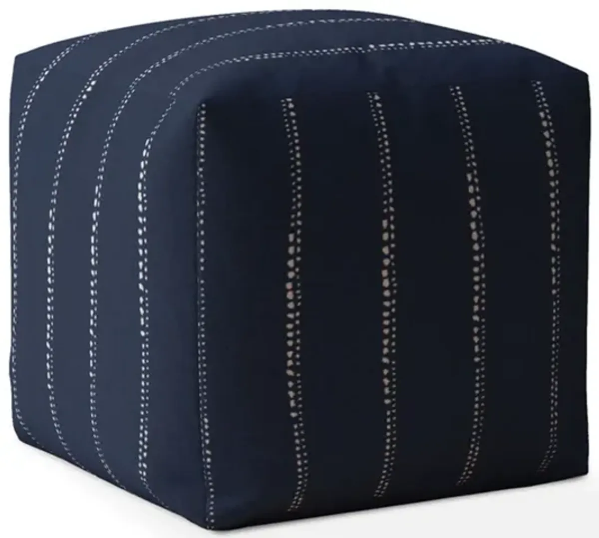 Cotton Striped Pouf Ottoman - Blue