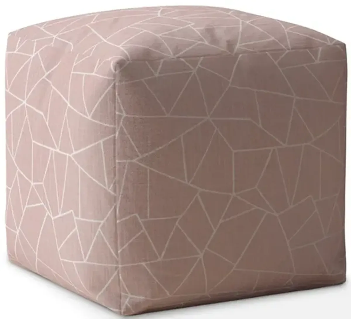 Canvas Geometric Pouf Ottoman - Pink