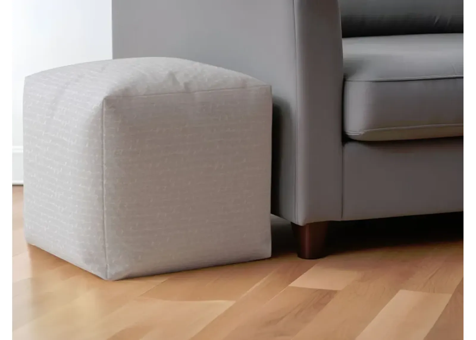 Cotton Pouf Ottoman - Gray