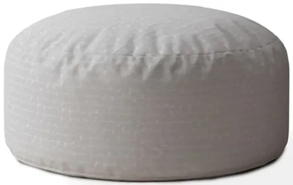 Cotton Round Pouf Ottoman - Gray