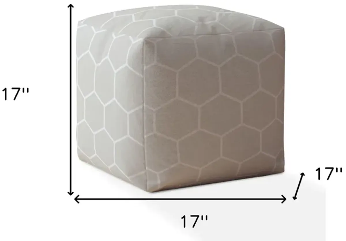 Cotton Geometric Pouf Ottoman - Gray