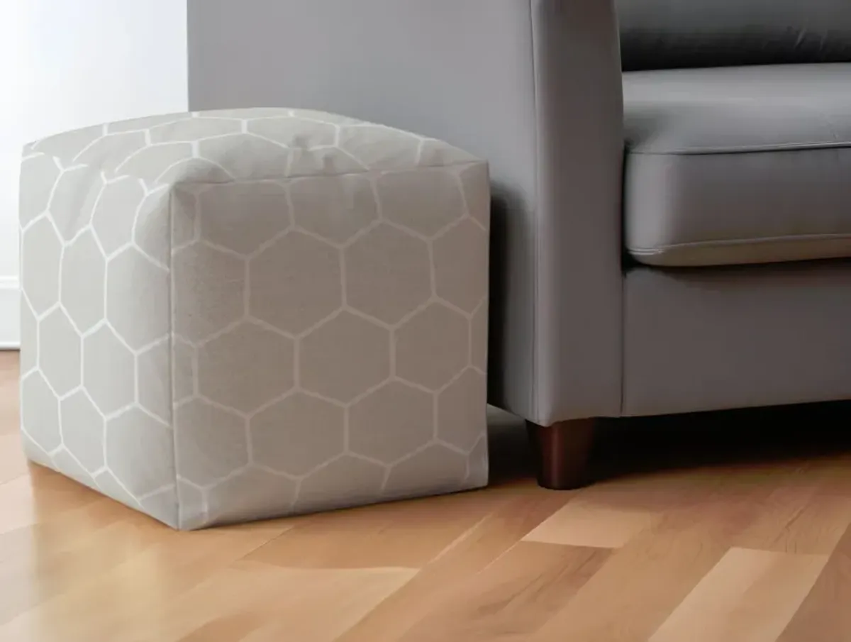 Cotton Geometric Pouf Ottoman - Gray