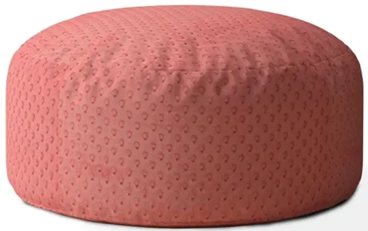 Polyester Round Pouf Ottoman - Coral