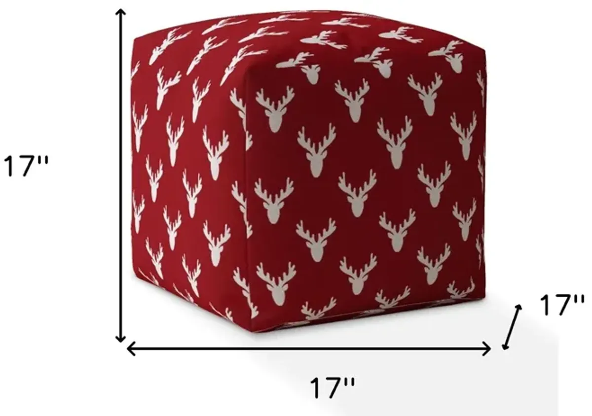 Cotton Stag, Pouf Ottoman - Red / White