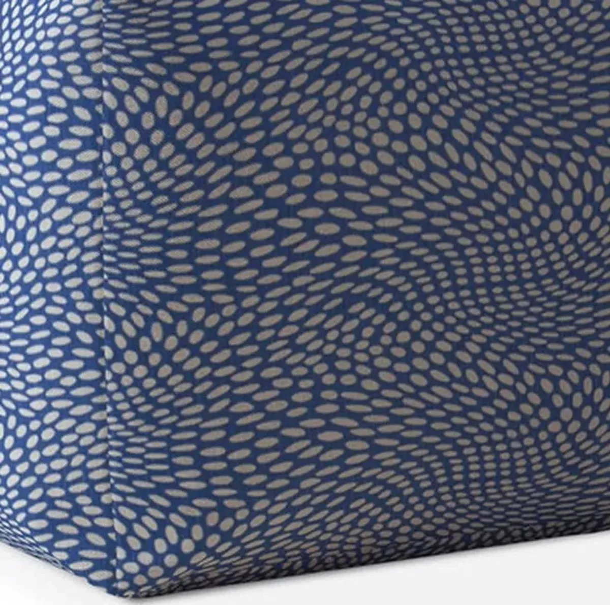 Canvas Polka Dots Pouf Ottoman - Blue / White