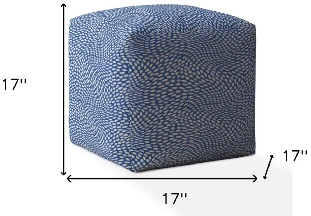 Canvas Polka Dots Pouf Ottoman - Blue / White