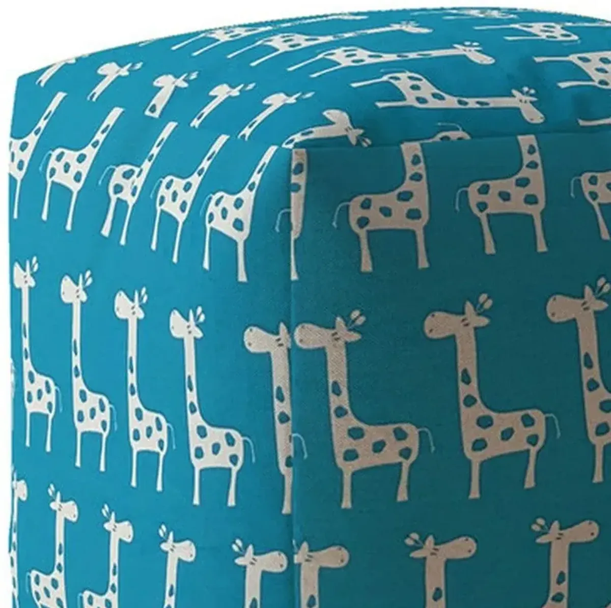 Cotton Giraffe Pouf Ottoman - Blue / White