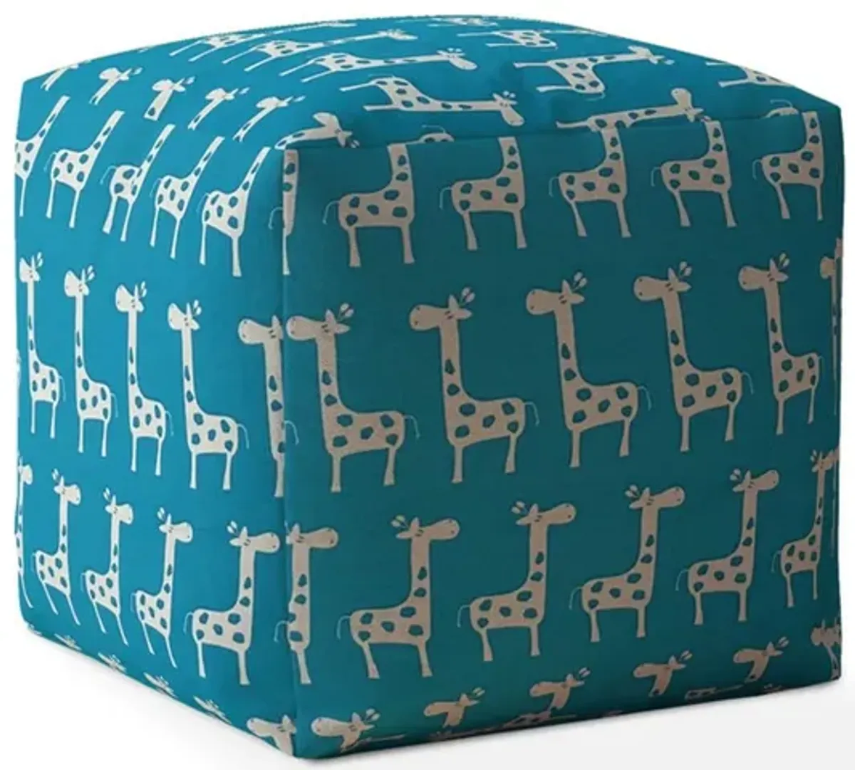 Cotton Giraffe Pouf Ottoman - Blue / White