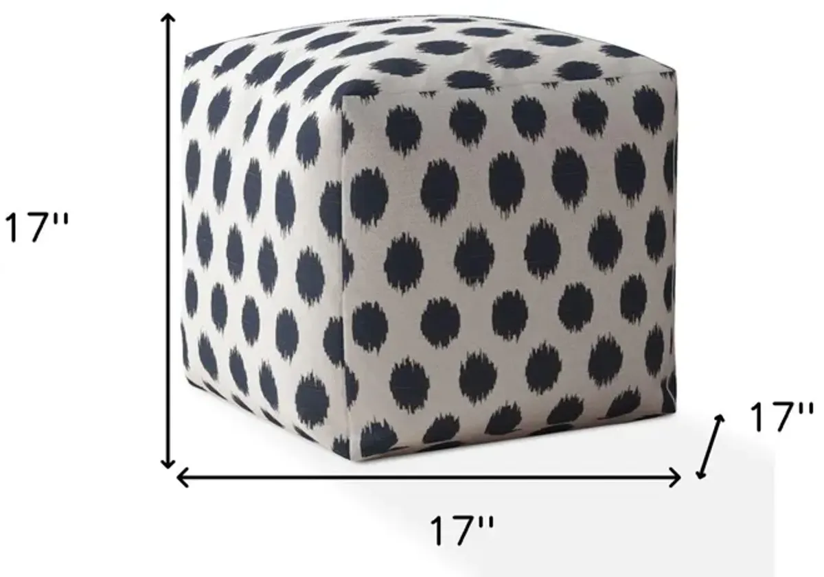 Canvas, Polka Dots Pouf Ottoman - Blue / White