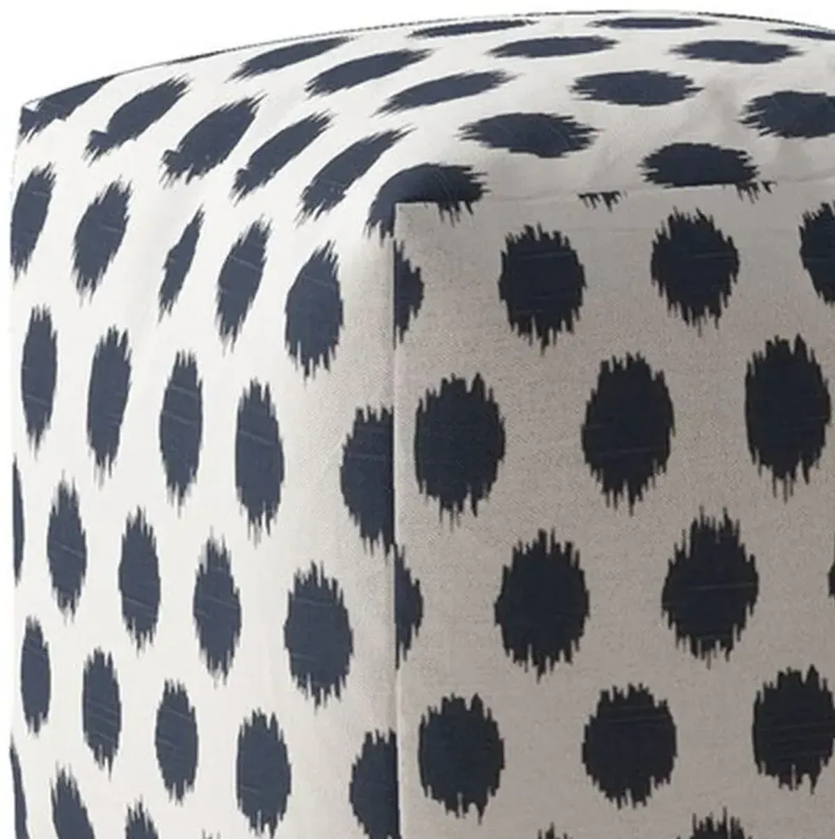 Canvas, Polka Dots Pouf Ottoman - Blue / White