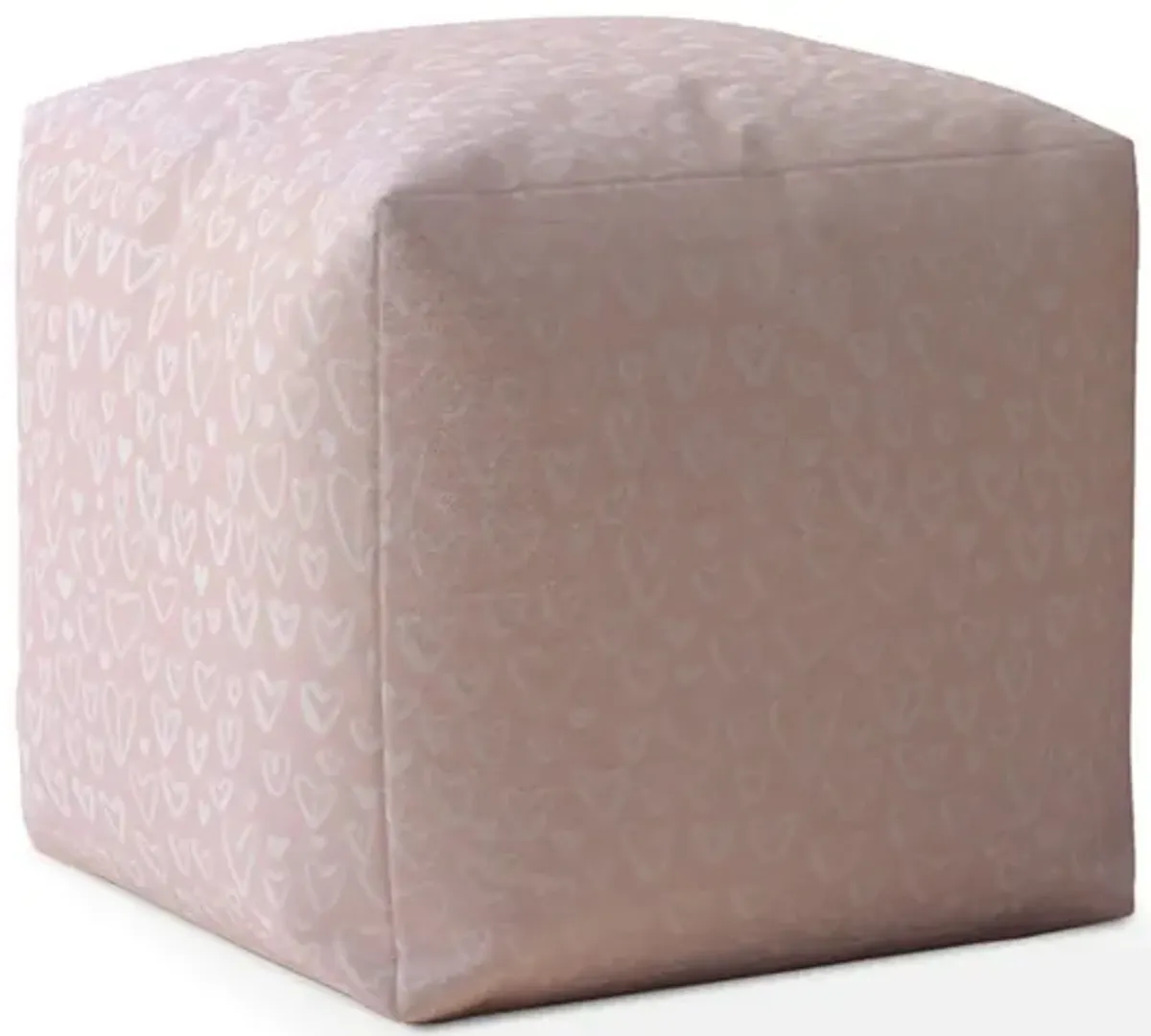 Cotton Floral Pouf Ottoman - Pink