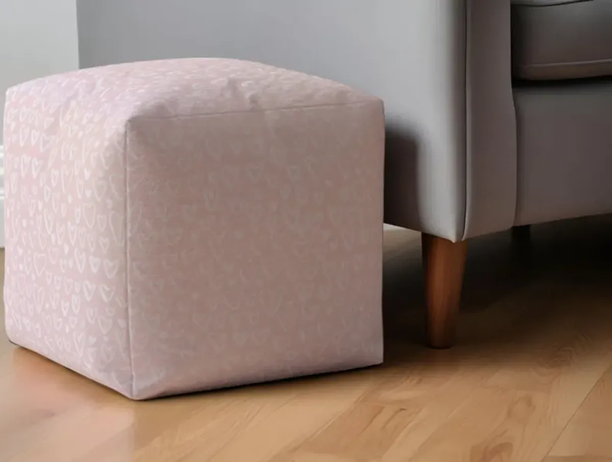 Cotton Floral Pouf Ottoman - Pink