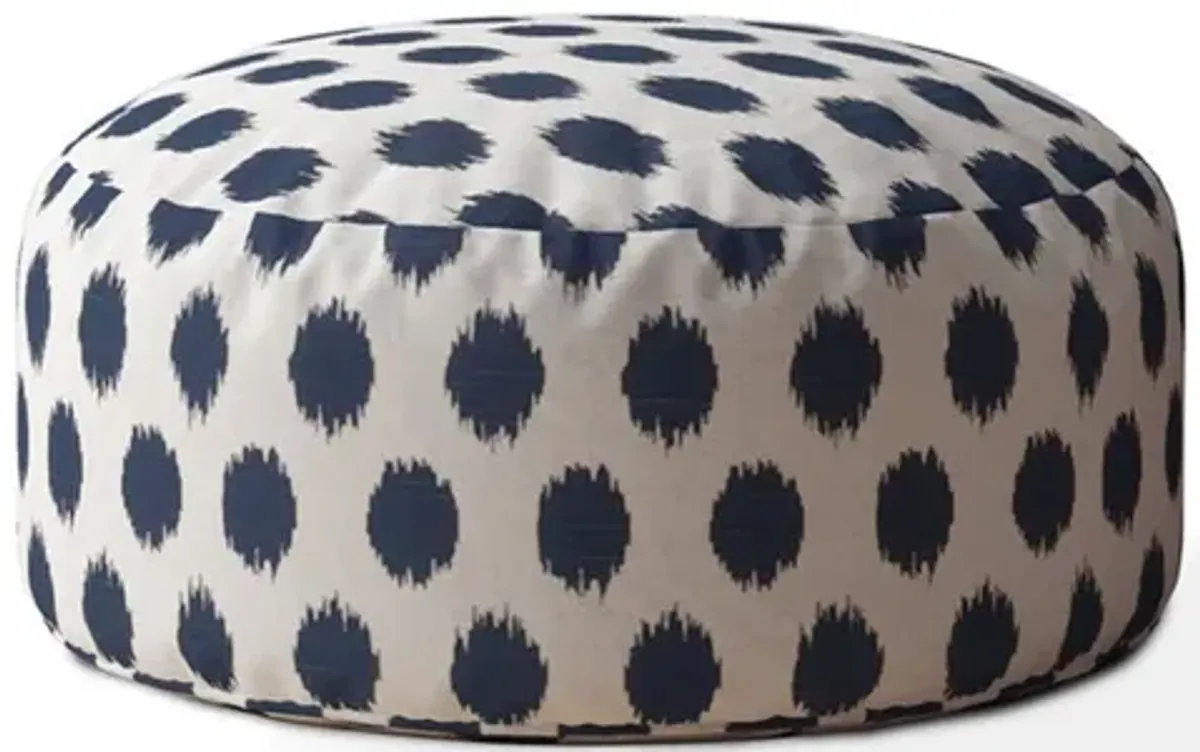 Canvas, Round Polka Dots Pouf Ottoman - Blue / White