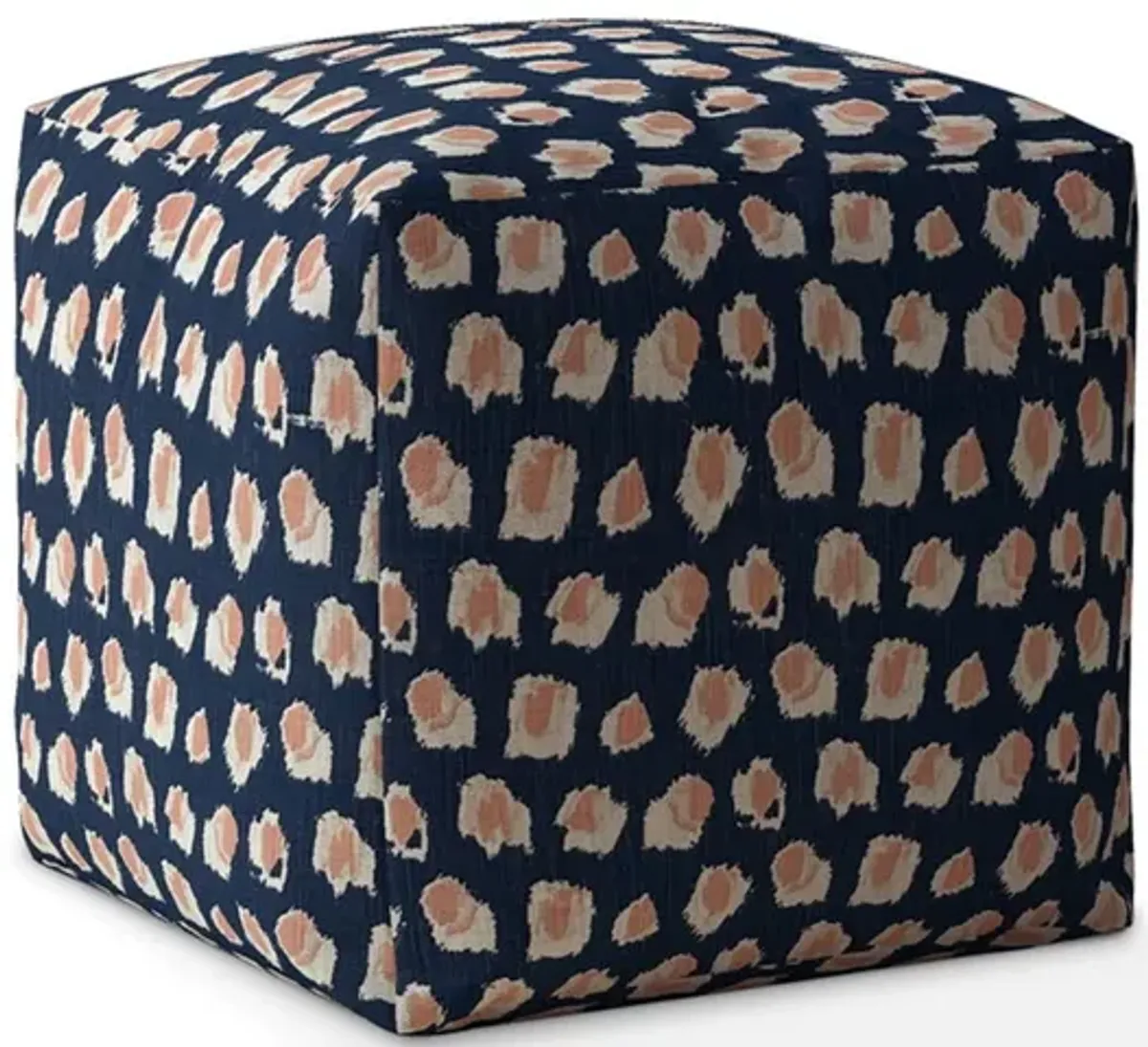 Canvas Abstract Pouf Ottoman - Blue