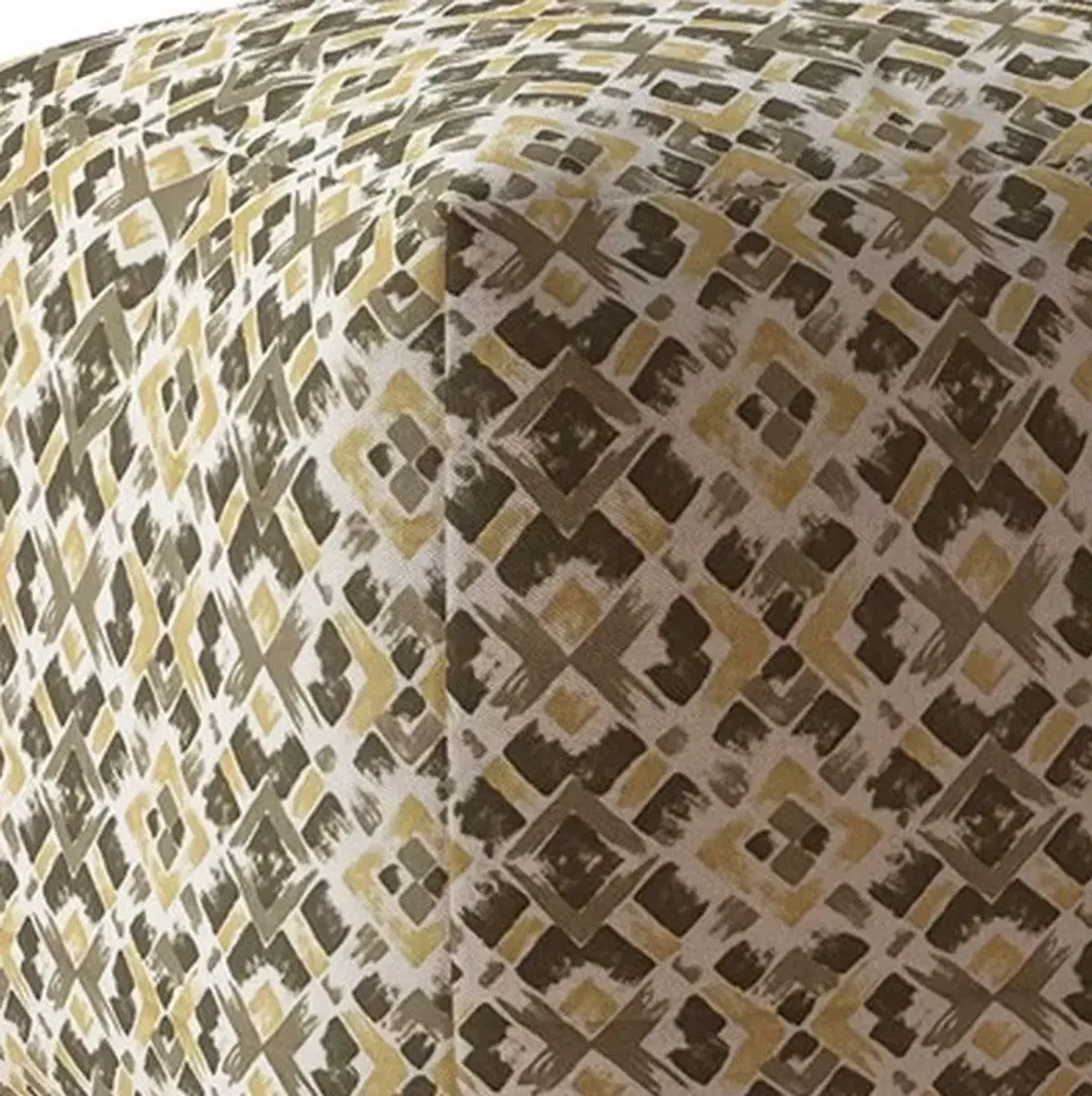 Cotton Geometric Pouf Ottoman - Beige