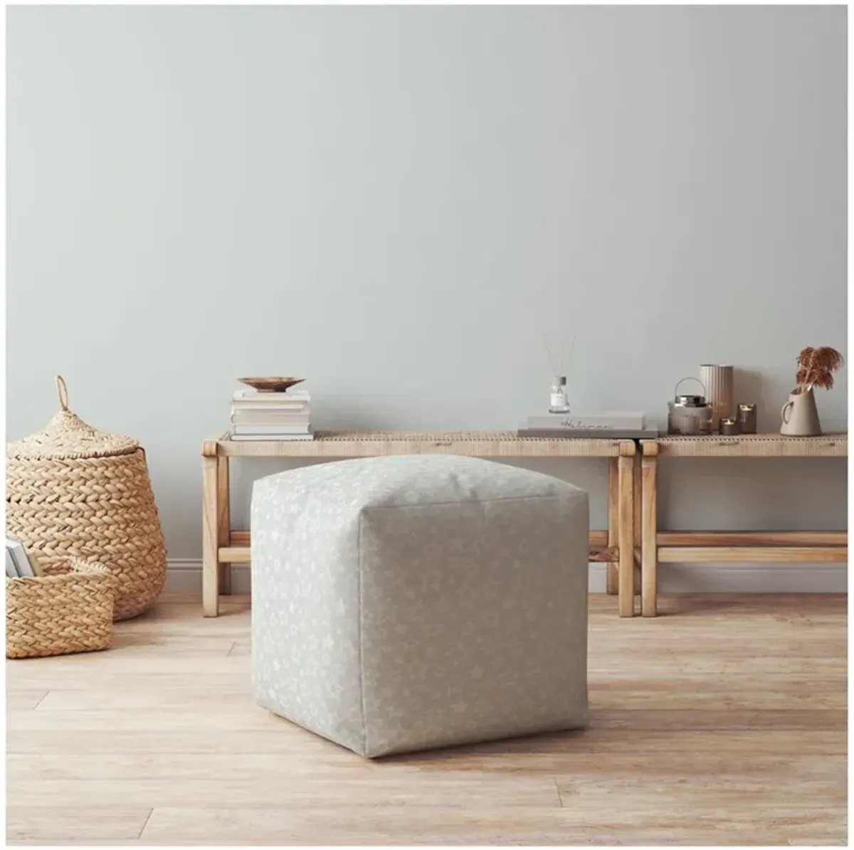 Cotton Stars Pouf Ottoman - Gray