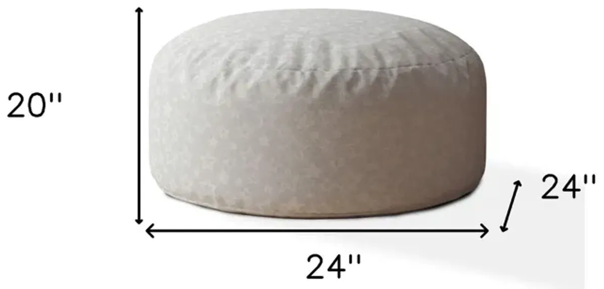 Cotton Round Abstract Pouf Ottoman - Gray