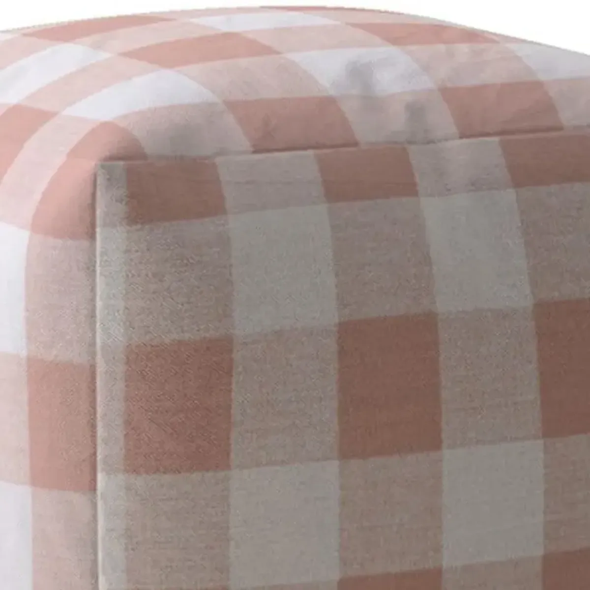 Cotton Gingham Pouf Cover - Pink / White