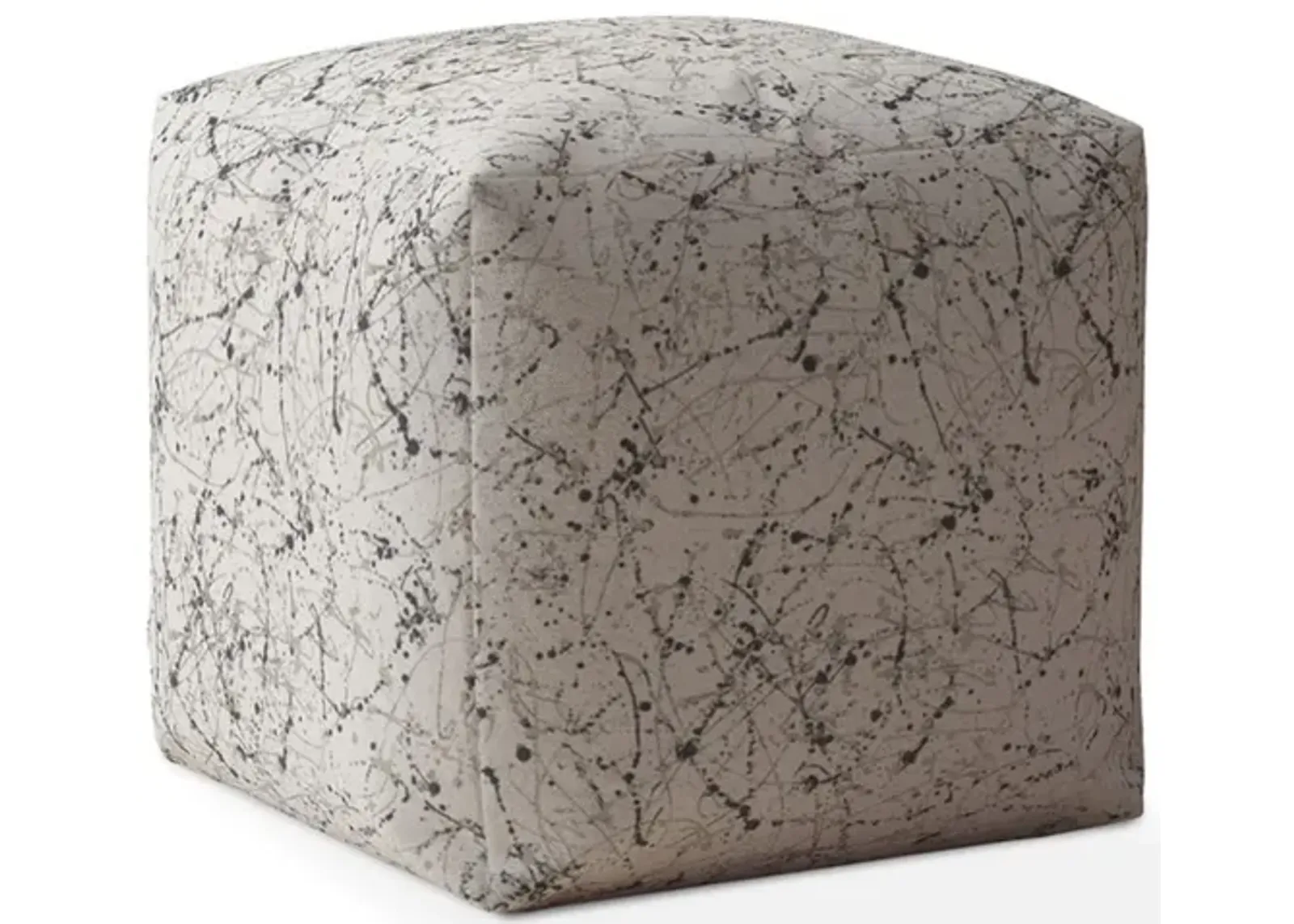 Cotton, Abstract Pouf Cover - Beige