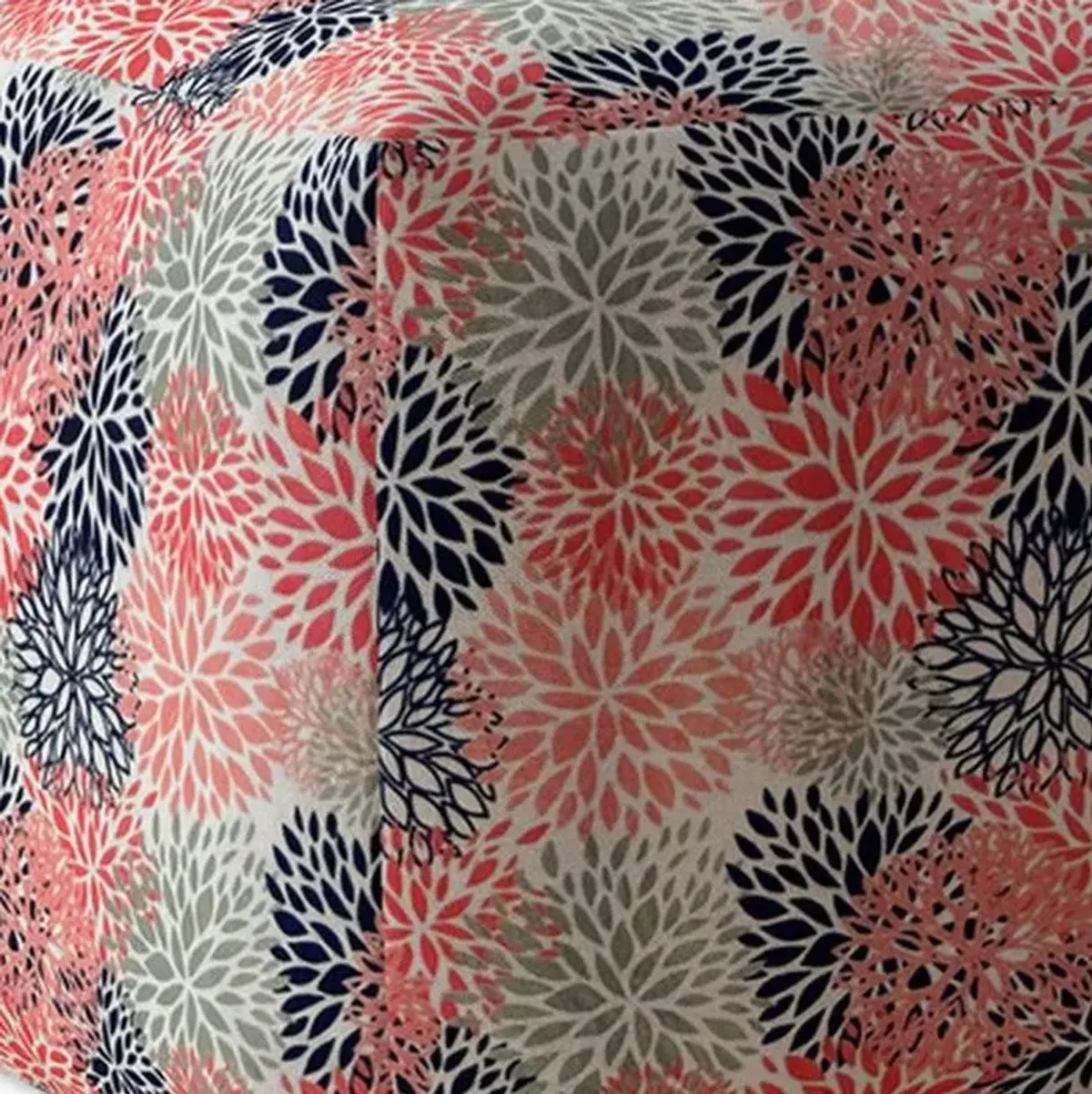 Polyester Floral Pouf Cover - Coral