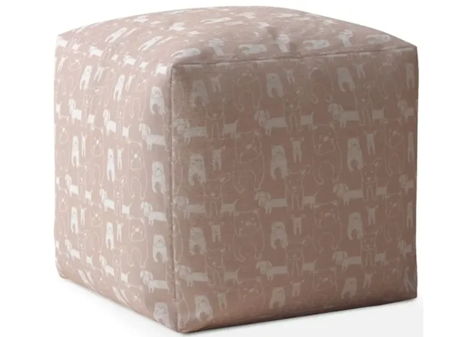 Cotton Dog Pouf Cover - Pink / White