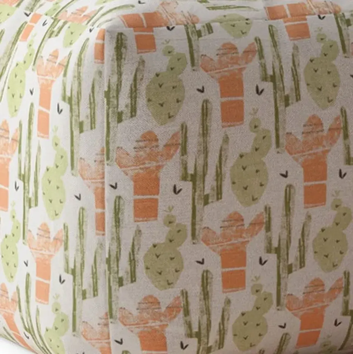 Cotton Cactus Pouf Cover - Orange