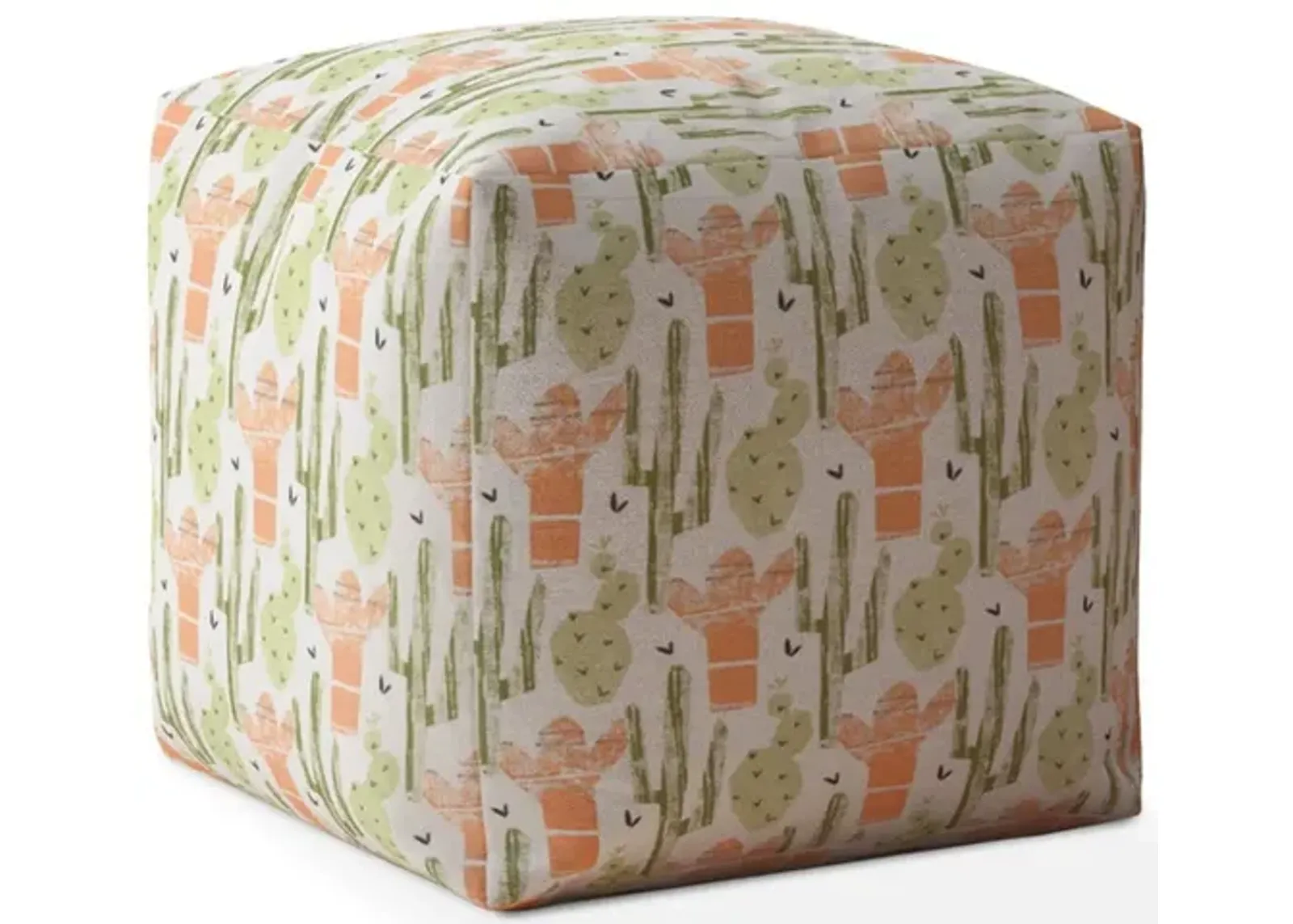 Cotton Cactus Pouf Cover - Orange