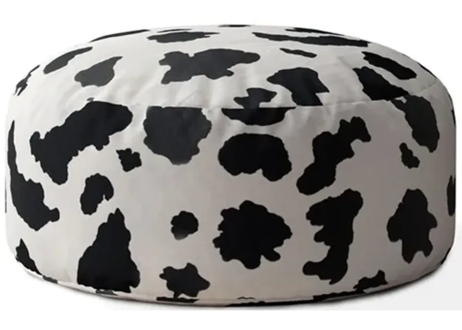 Twill Round Animal Print Pouf Cover - Black / White