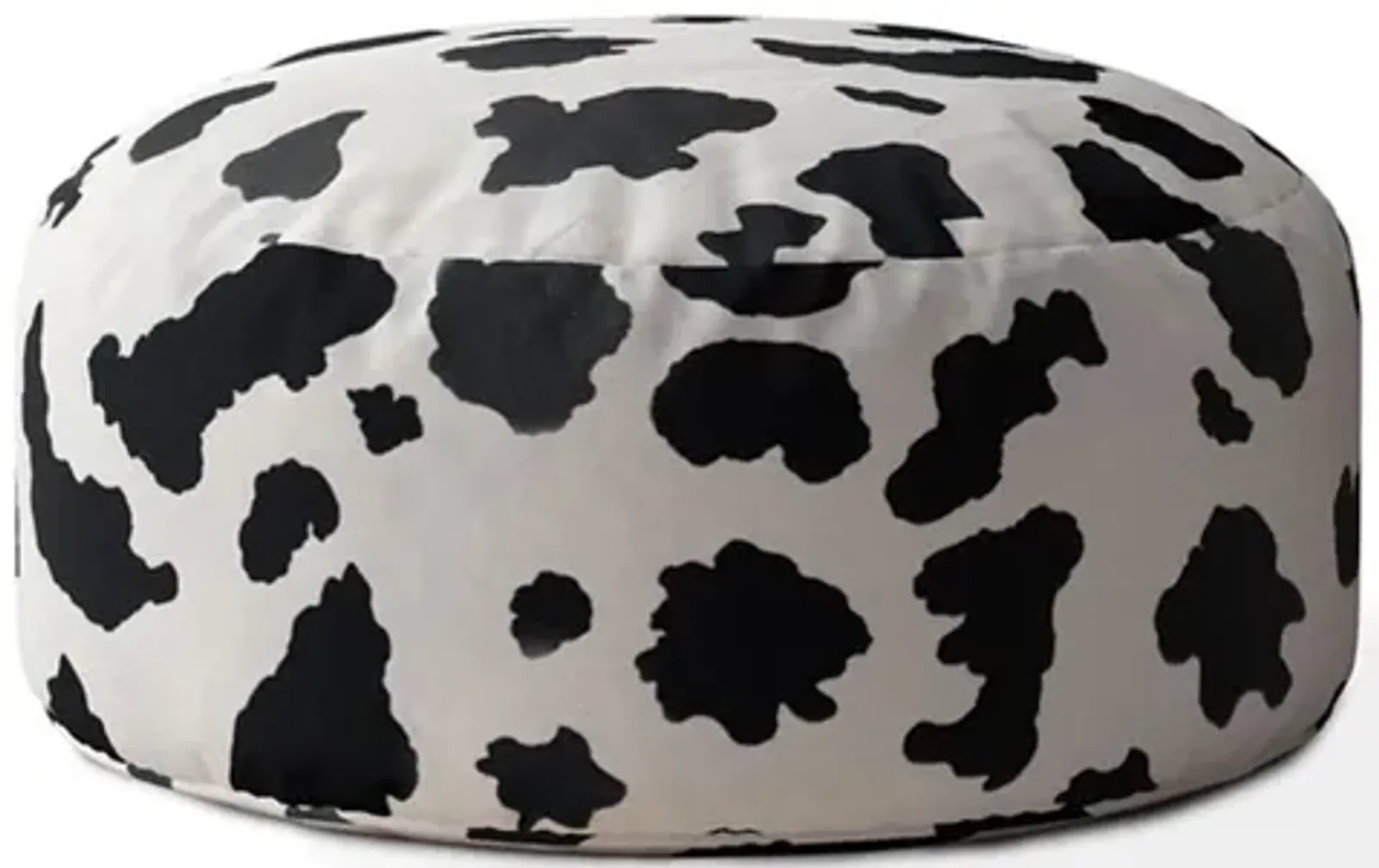 Twill Round Animal Print Pouf Cover - Black / White