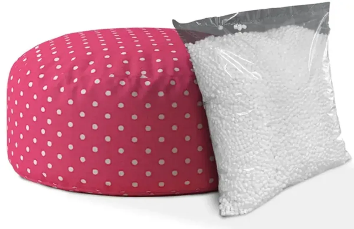 Cotton Round Polka Dots Pouf Cover - Pink / White