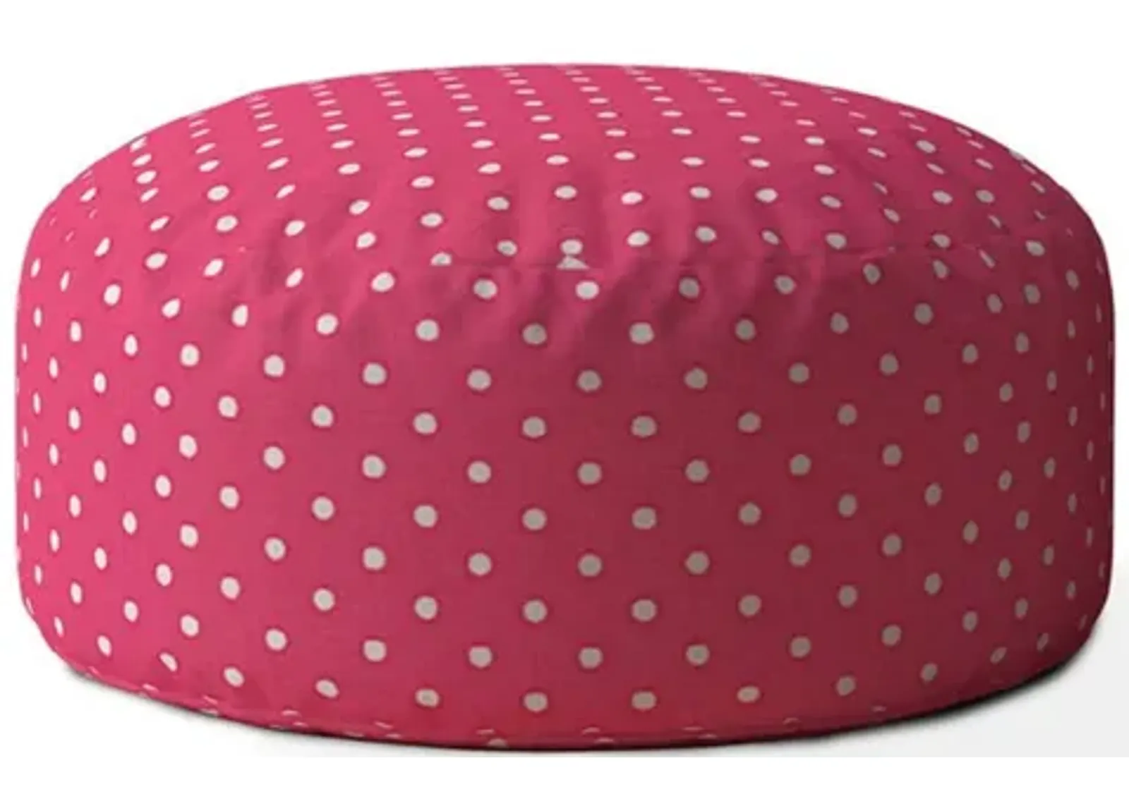 Cotton Round Polka Dots Pouf Cover - Pink / White